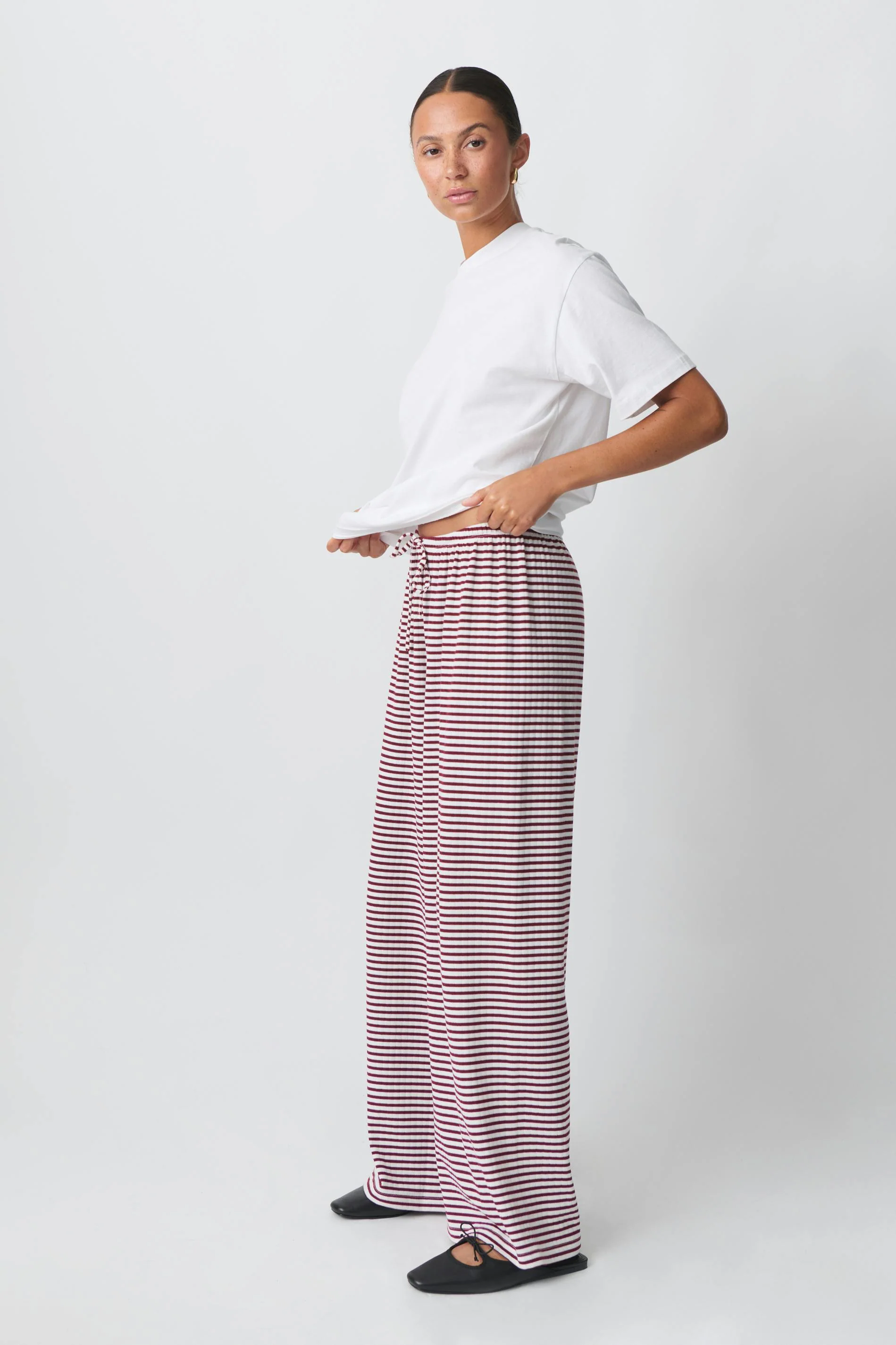 Women's Pants with Drawstring and Striped Print - Image 8