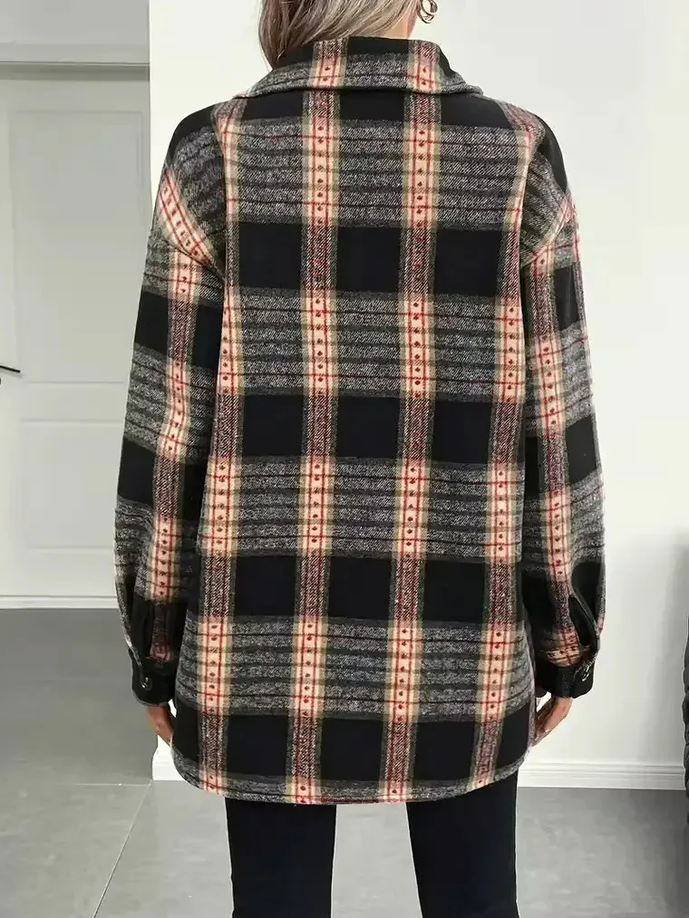 Women's Plaid Shirt Jacket - Image 5