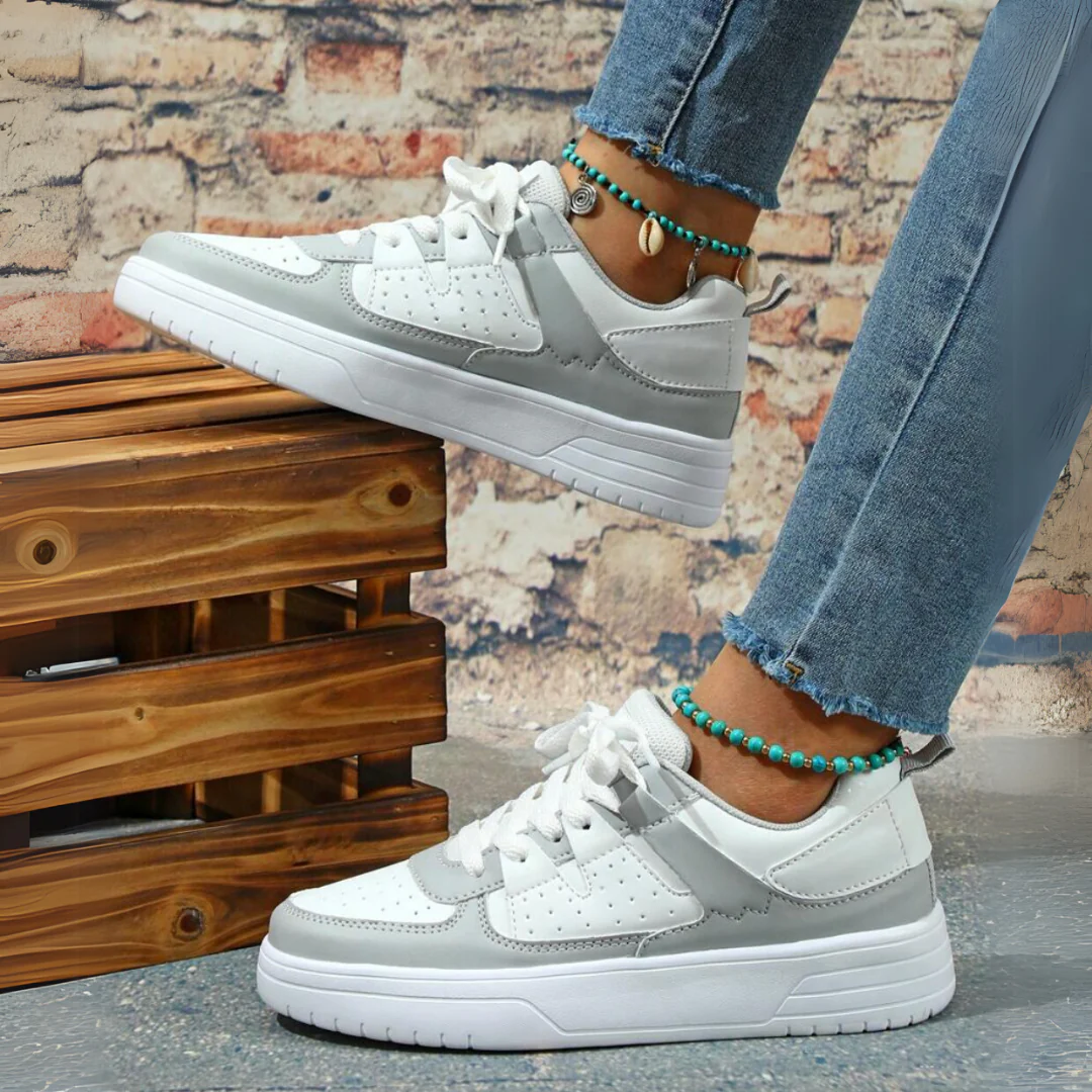 Women's Platform Sneakers with Color Block Panels and Lace-Up - Image 11