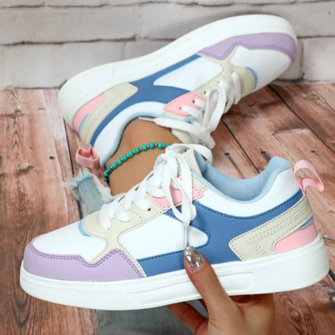 Women's Platform Sneakers with Color Block Panels and Lace-Up - Image 12