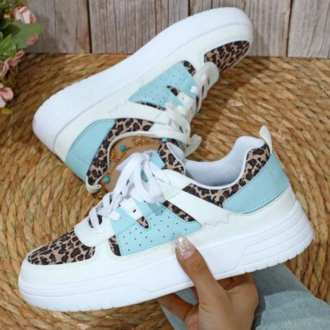 Women's Platform Sneakers with Color Block Panels and Lace-Up - Image 13