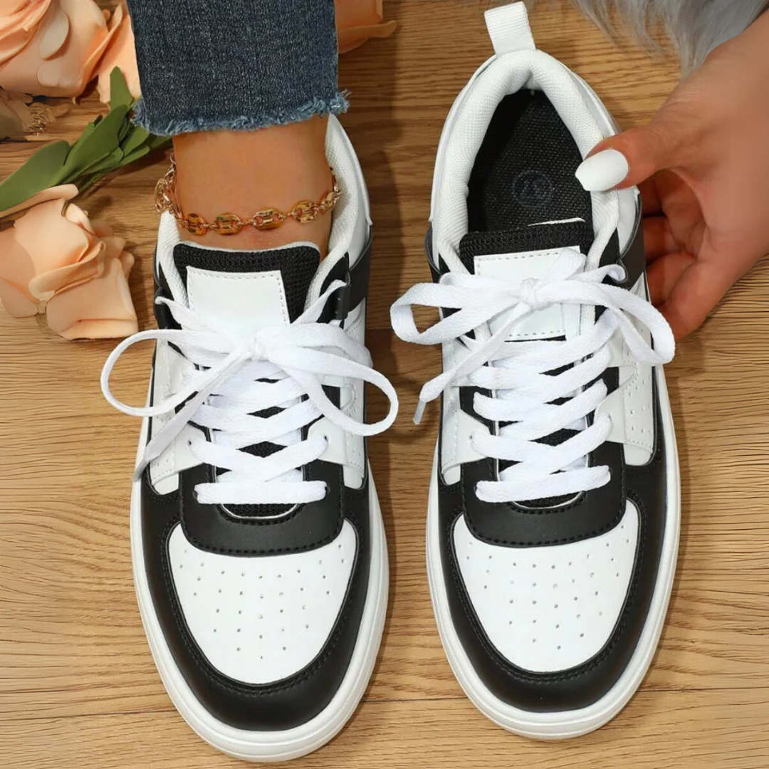 Women's Platform Sneakers with Color Block Panels and Lace-Up - Image 3