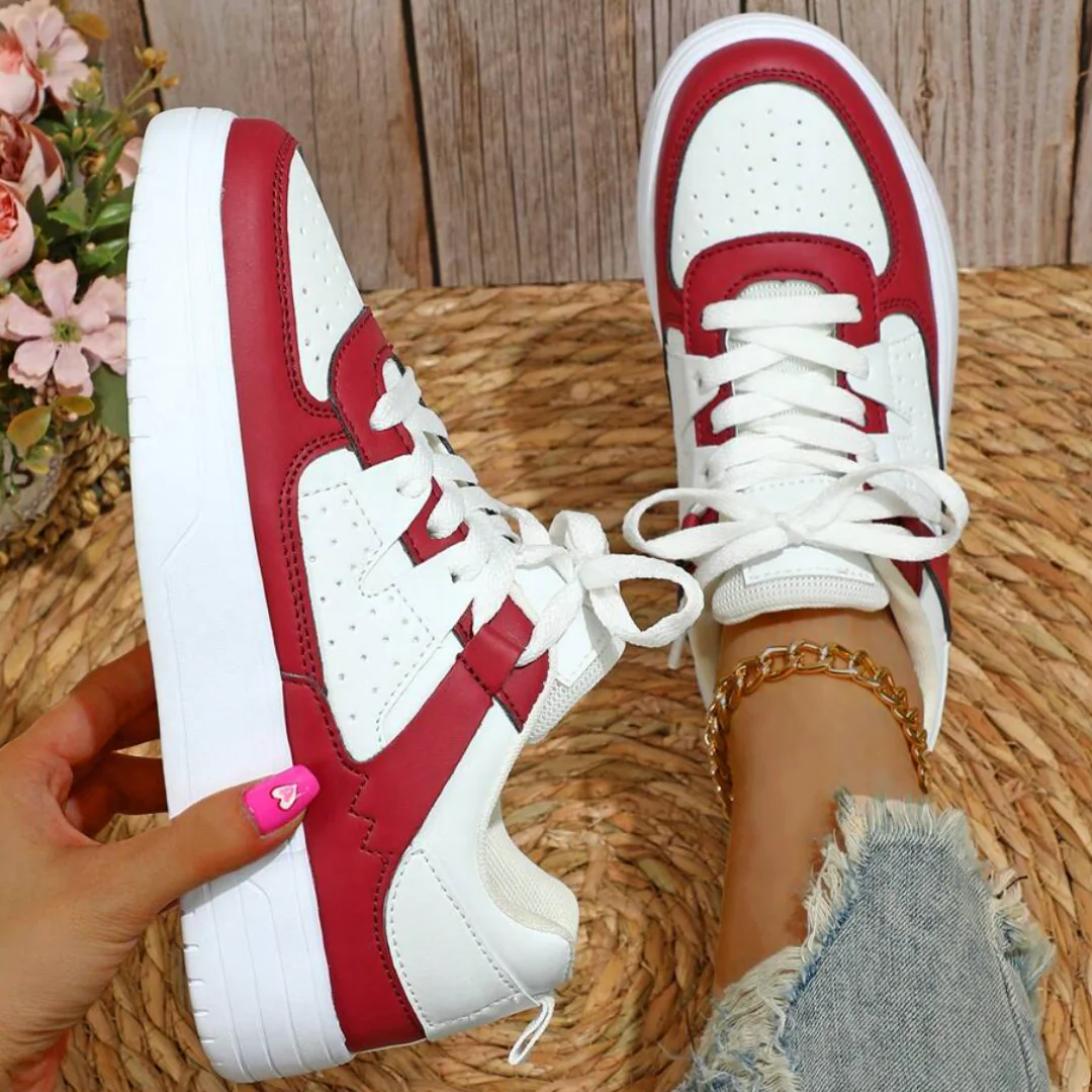 Women's Platform Sneakers with Color Block Panels and Lace-Up - Image 4