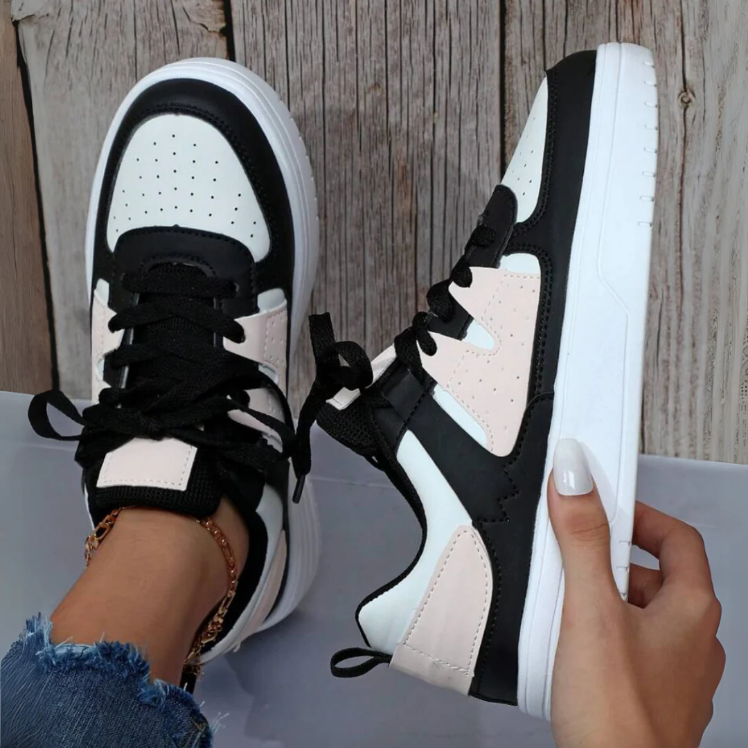 Women's Platform Sneakers with Color Block Panels and Lace-Up - Image 5