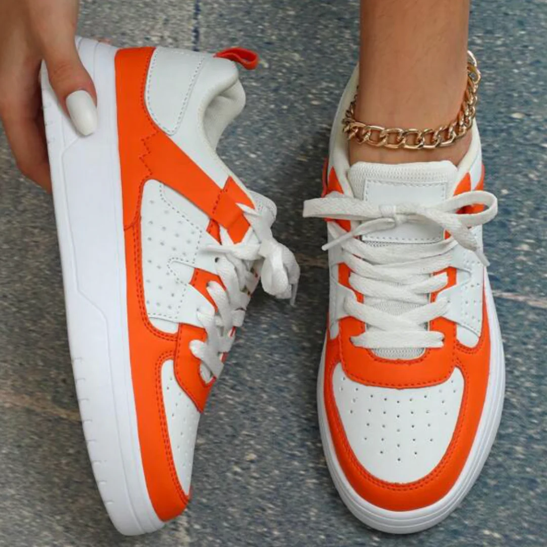 Women's Platform Sneakers with Color Block Panels and Lace-Up - Image 6