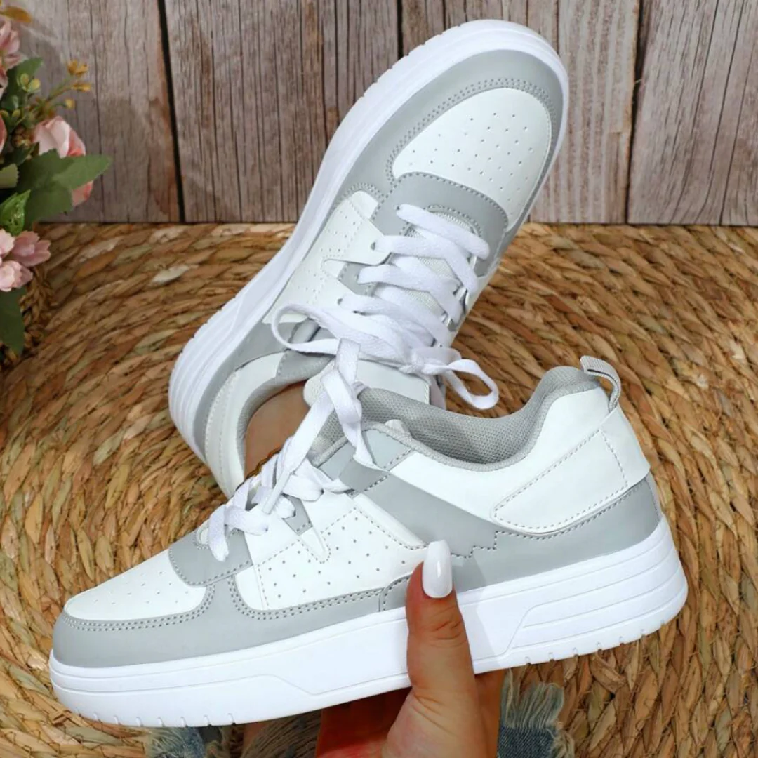 Women's Platform Sneakers with Color Block Panels and Lace-Up - Image 7
