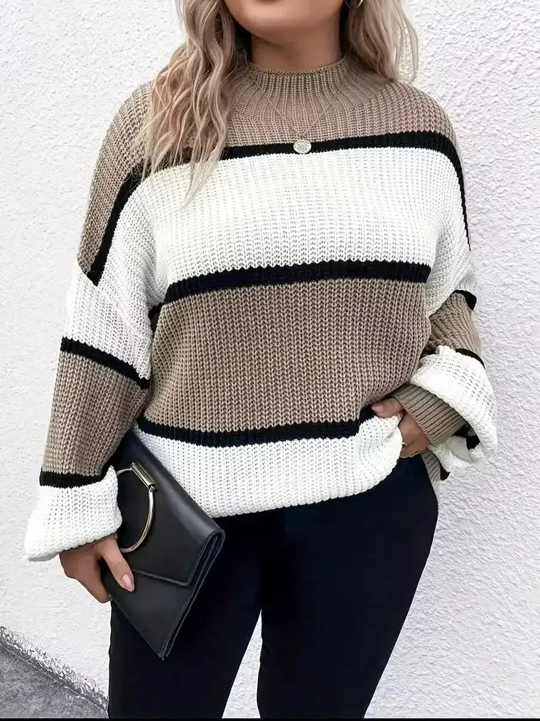 Women's Plus-Size Colour-Block Sweater