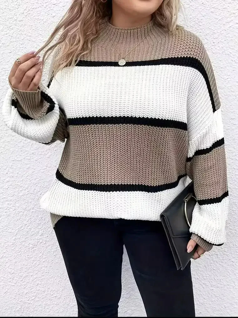 Women's Plus-Size Colour-Block Sweater - Image 2
