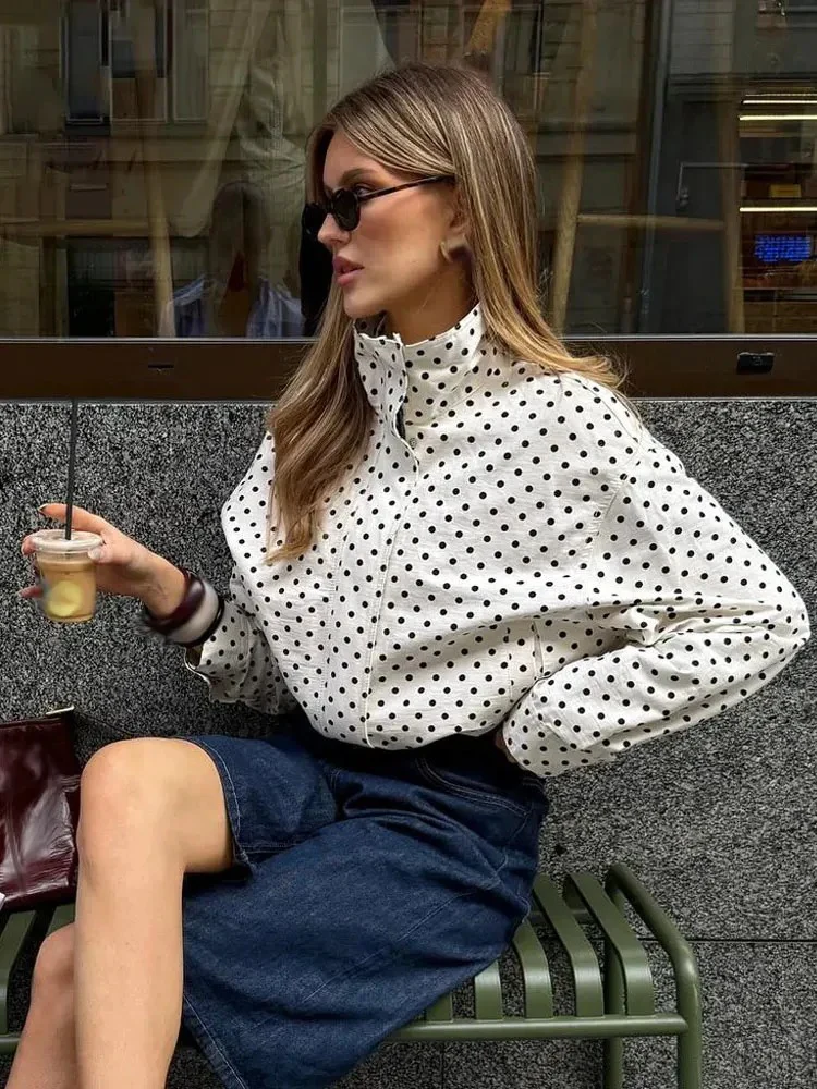 Women's Polka Dot Cropped Jacket - Image 3
