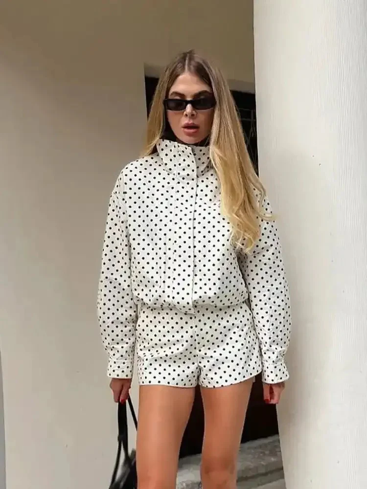 Women's Polka Dot Cropped Jacket - Image 4