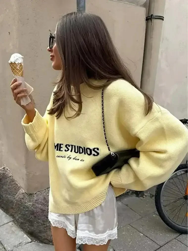 Women's Printed Crewneck Sweater - Image 2