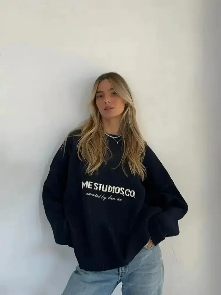 Women's Printed Crewneck Sweater - Image 4
