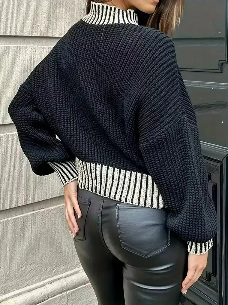 Women's Ribbed Mock Neck Sweater - Image 3