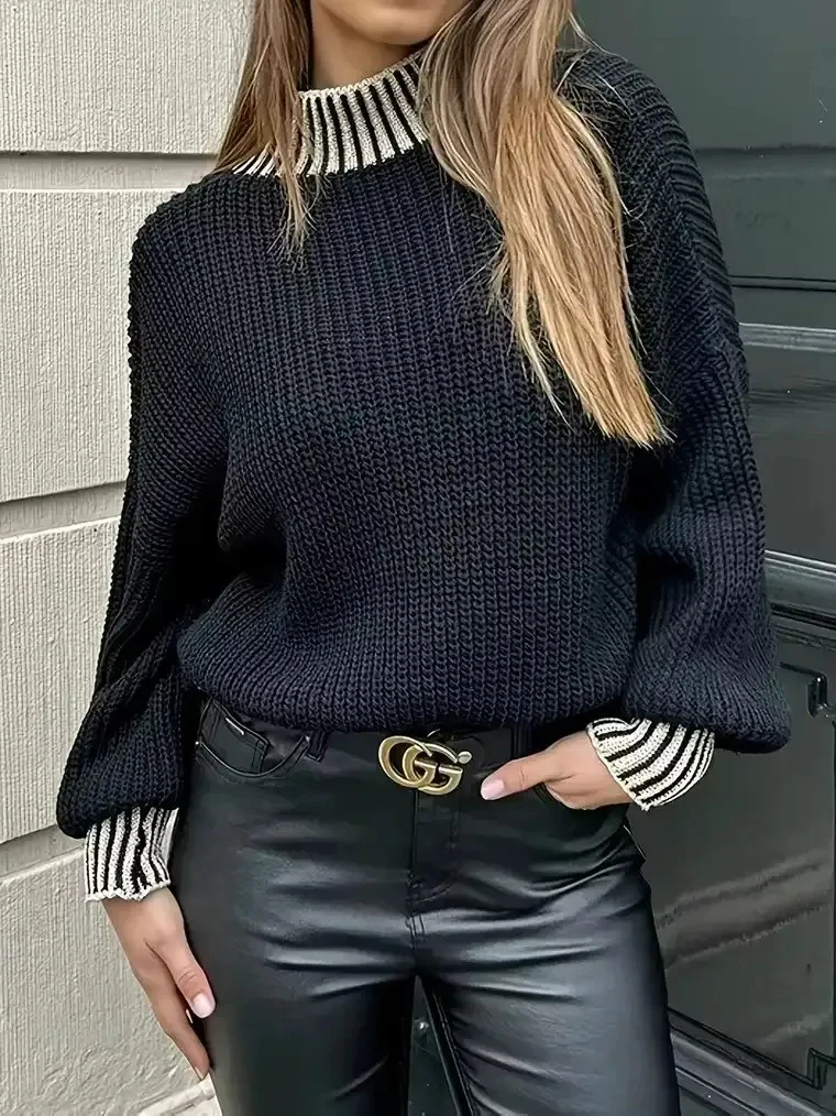 Women's Ribbed Mock Neck Sweater - Image 4