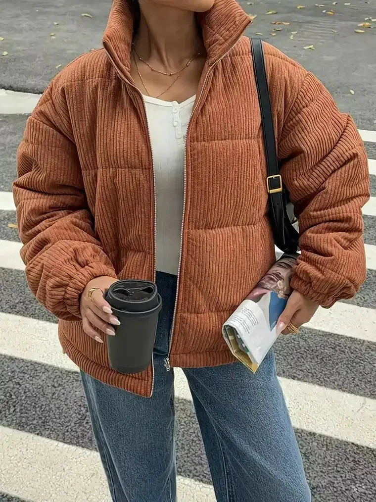 Women's Ribbed Puffer Jacket - Image 3