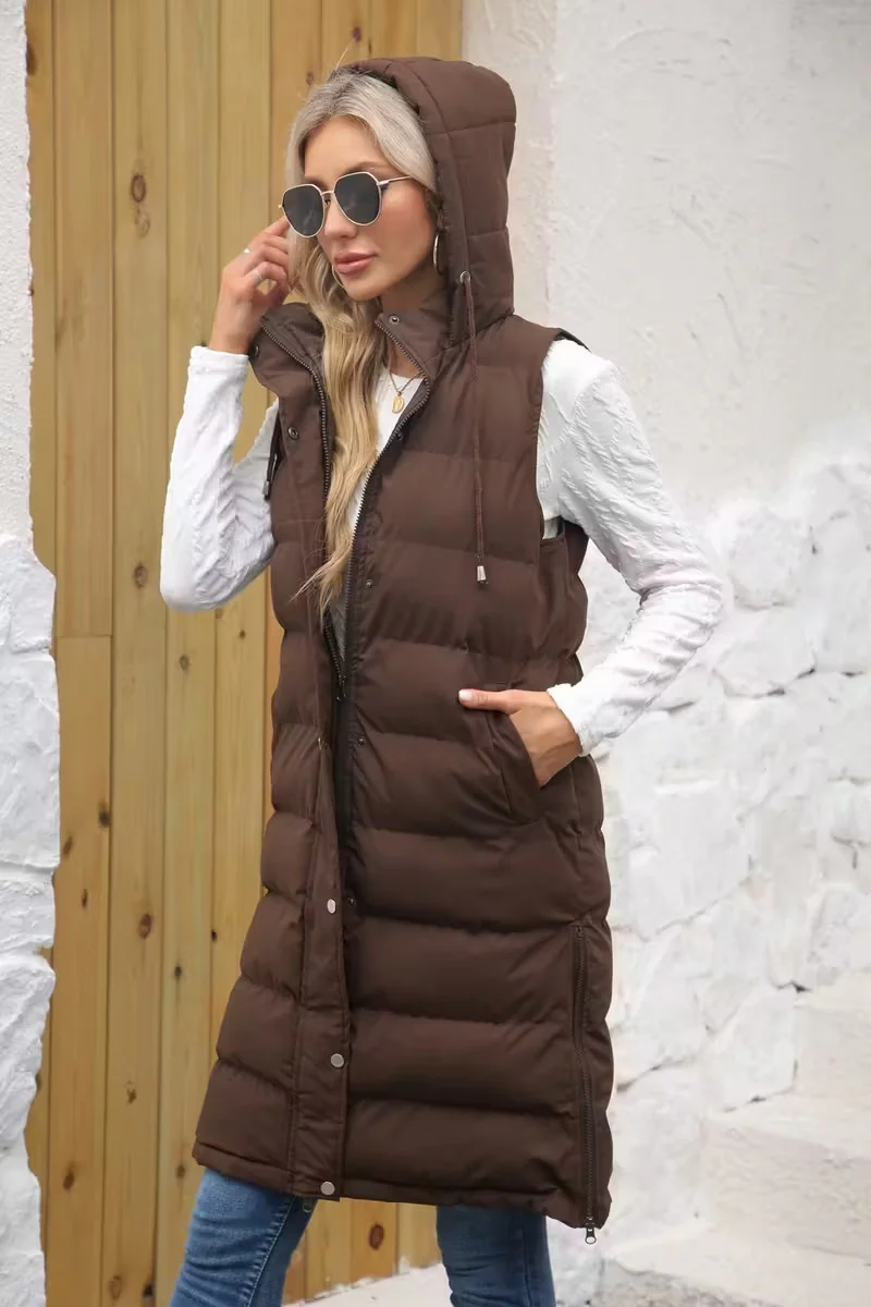 Women's Sleeveless Hooded Puffer Vest - Image 2