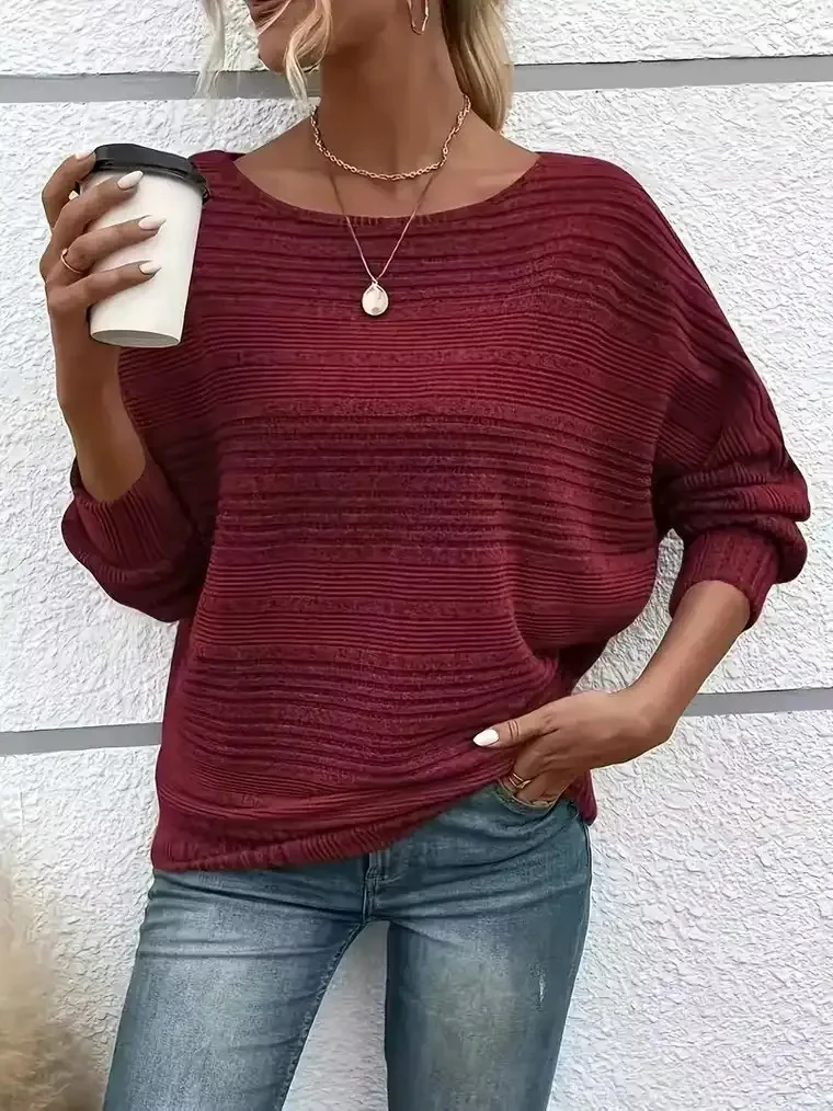 Women's Striped Crew Neck Sweater - Image 2