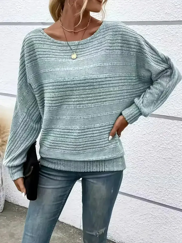 Women's Striped Crew Neck Sweater - Image 3