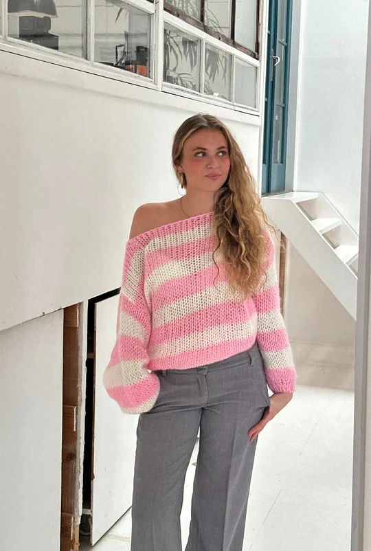 Women's Striped Knit Sweater - Image 3