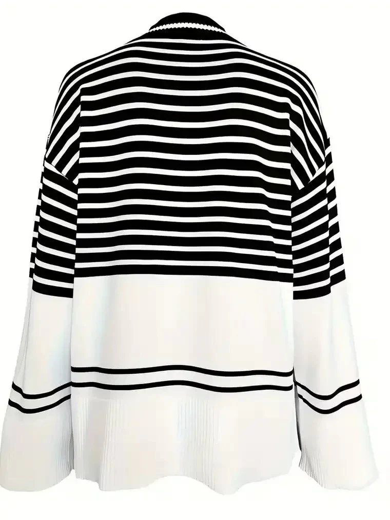 Women's Striped Mock Turtleneck Sweater - Image 4