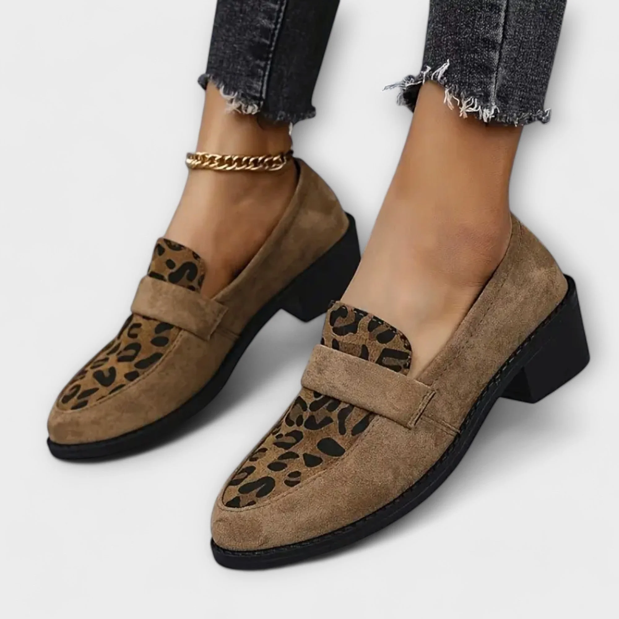 Women's Suede Loafers with Leopard Design - Image 4