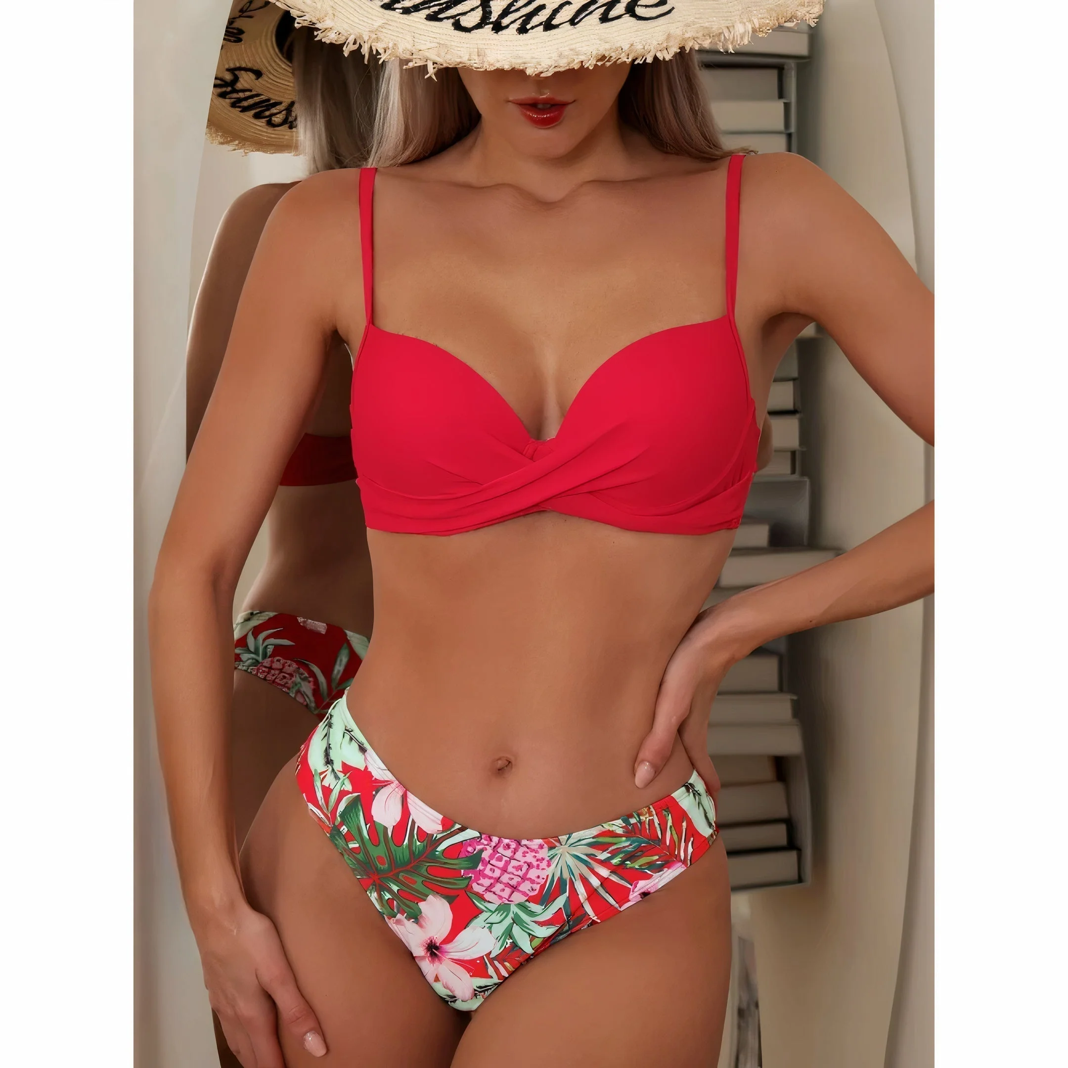 Women's Summer Bikini Set with Floral Cardigan - Image 11