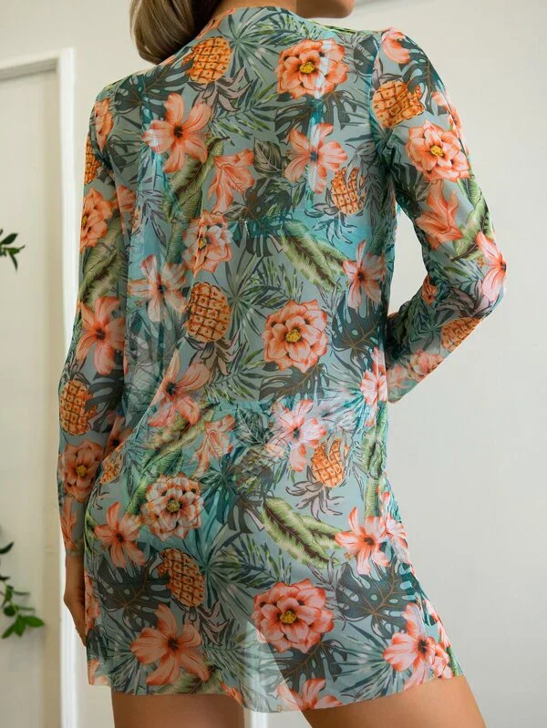 Women's Summer Bikini Set with Floral Cardigan - Image 21