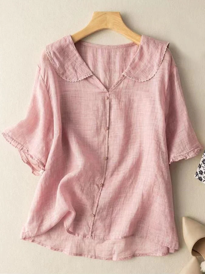 Women's Summer Blouse with Buttons and Collar - Image 3