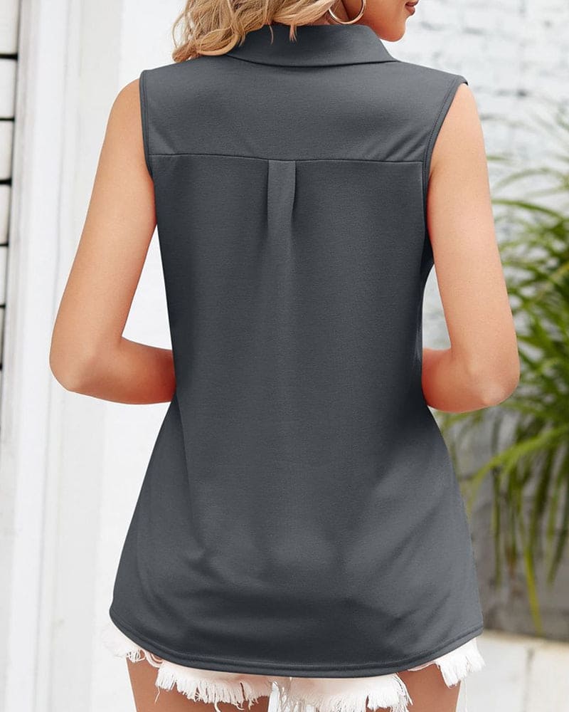 Women's Summer Blouse with V-neck and Sleeveless - Image 7