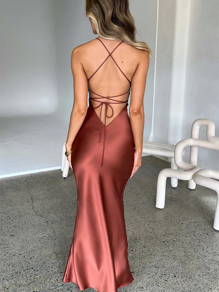 Women's Summer Bodycon Dress with Spaghetti Straps and Smooth Fabric - Image 4