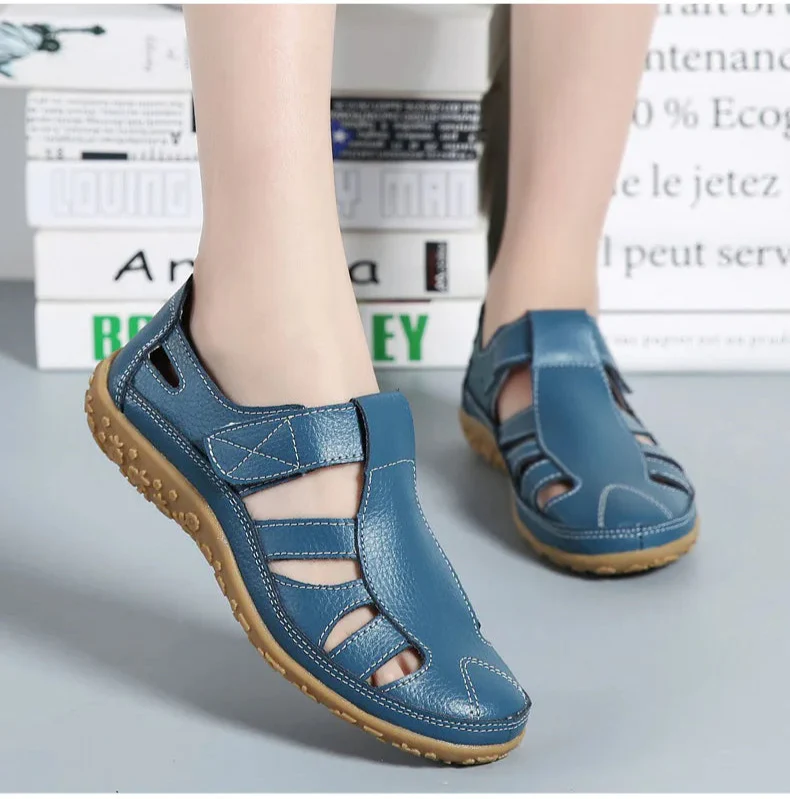 Women's Summer Closed-Toe Sandals with Hook-and-Loop Strap - Image 3