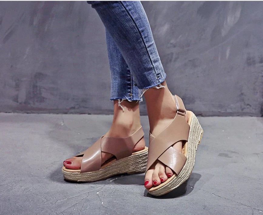 Women's Summer Espadrille Sandals with Criss-cross Style - Image 3