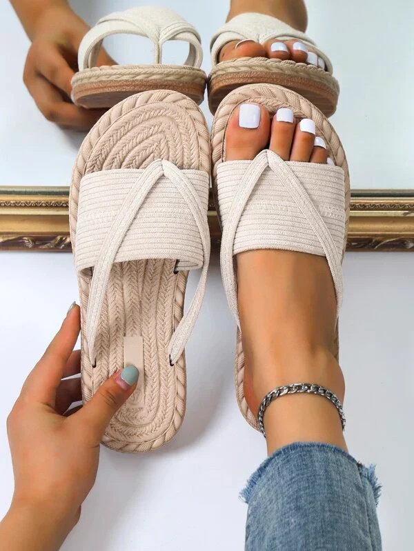 Women's Summer Flat Sandals with Slip-On and Braided Sole - Image 3