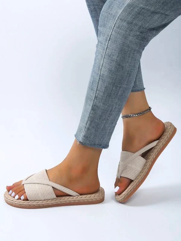 Women's Summer Flat Sandals with Slip-On and Braided Sole - Image 6