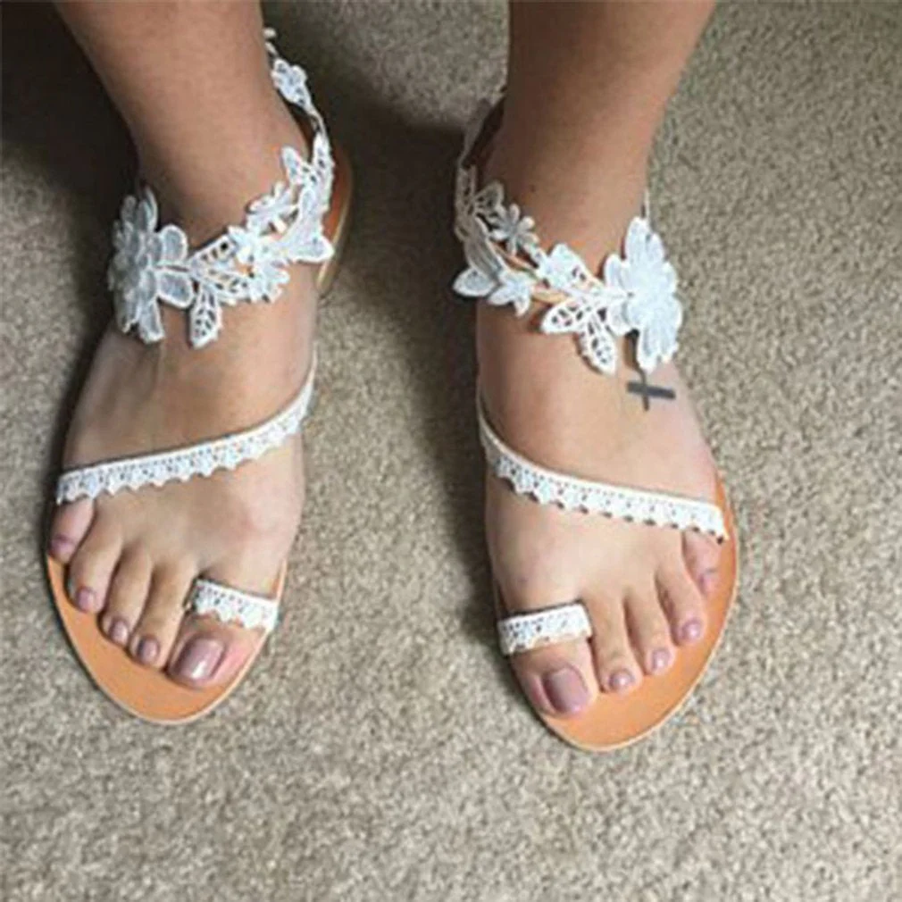 Women's Summer Flat Sandals with Wraparound Lace Strap - Image 2