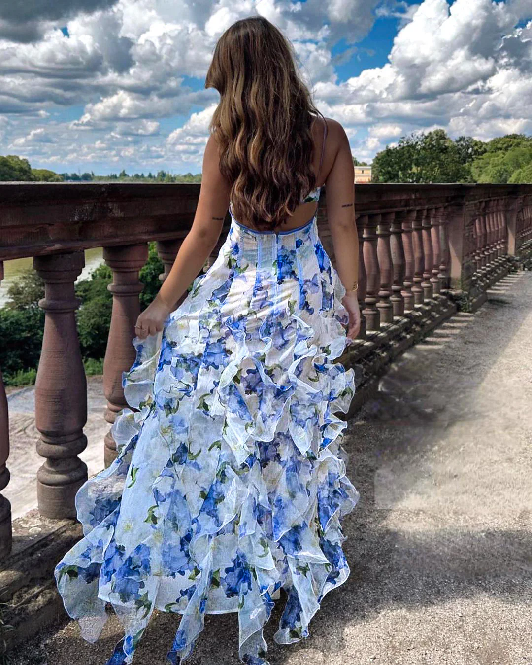 Women's Summer Floral Dress with Deep V-neck and Sleeveless - Image 4