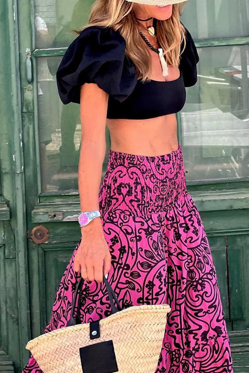 Women's Summer Floral Maxi Skirt with Elastic Waist - Image 3