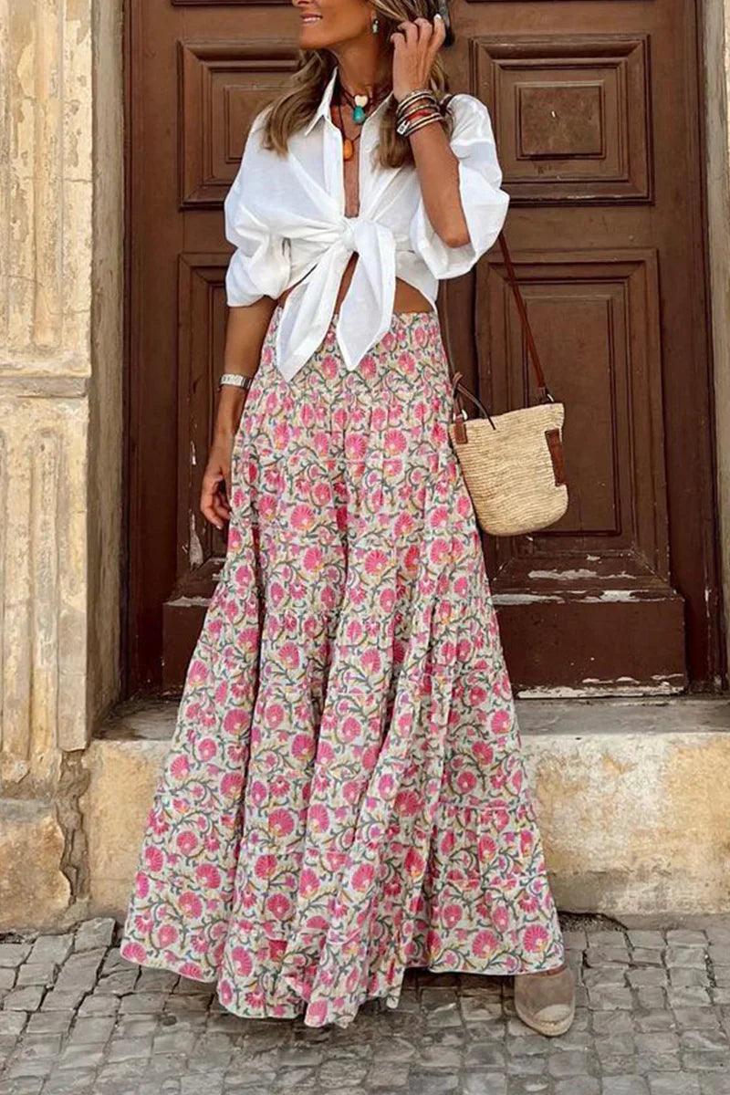 Women's Summer Floral Maxi Skirt with Elastic Waist - Image 4