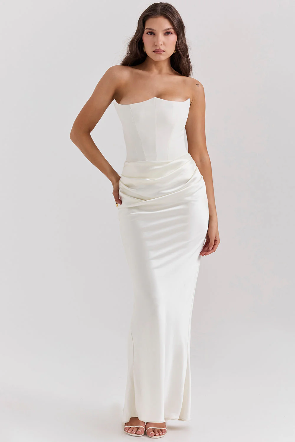 Women's Summer Formal Dress with Draped Hip Detail and Strapless - Image 12