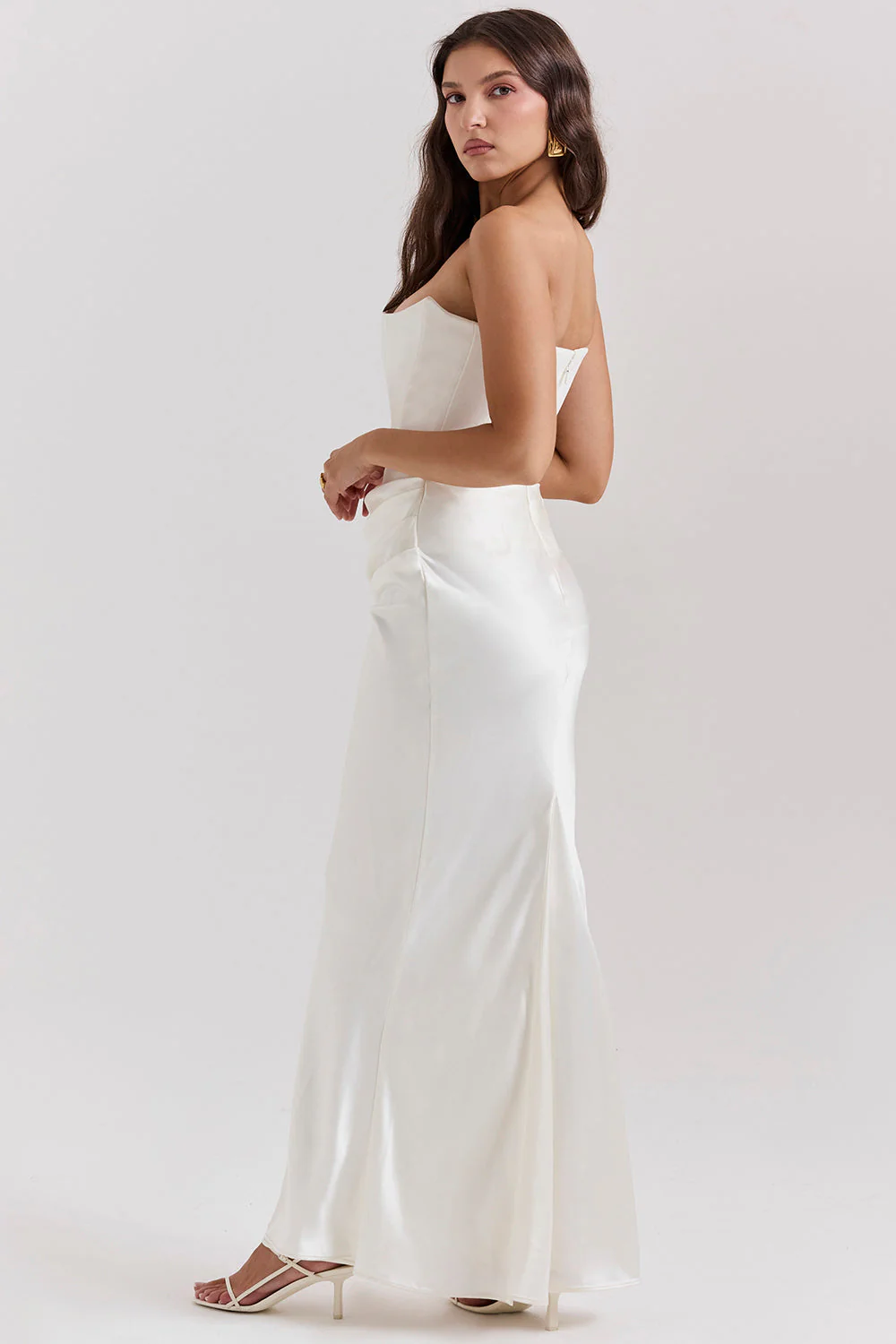 Women's Summer Formal Dress with Draped Hip Detail and Strapless - Image 15