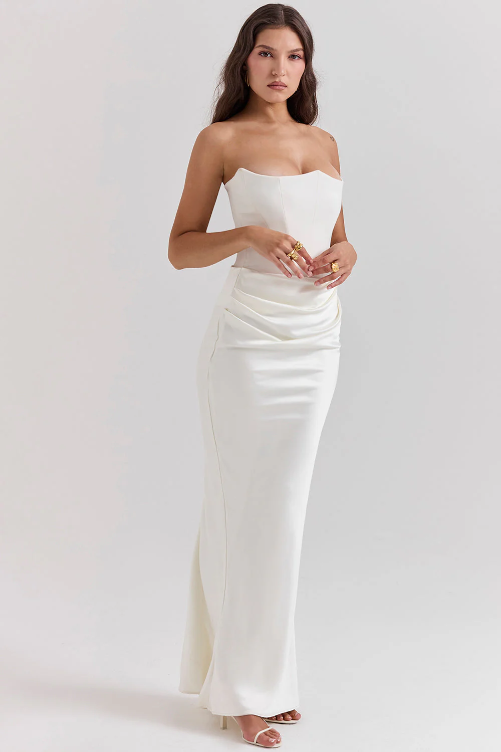 Women's Summer Formal Dress with Draped Hip Detail and Strapless - Image 16