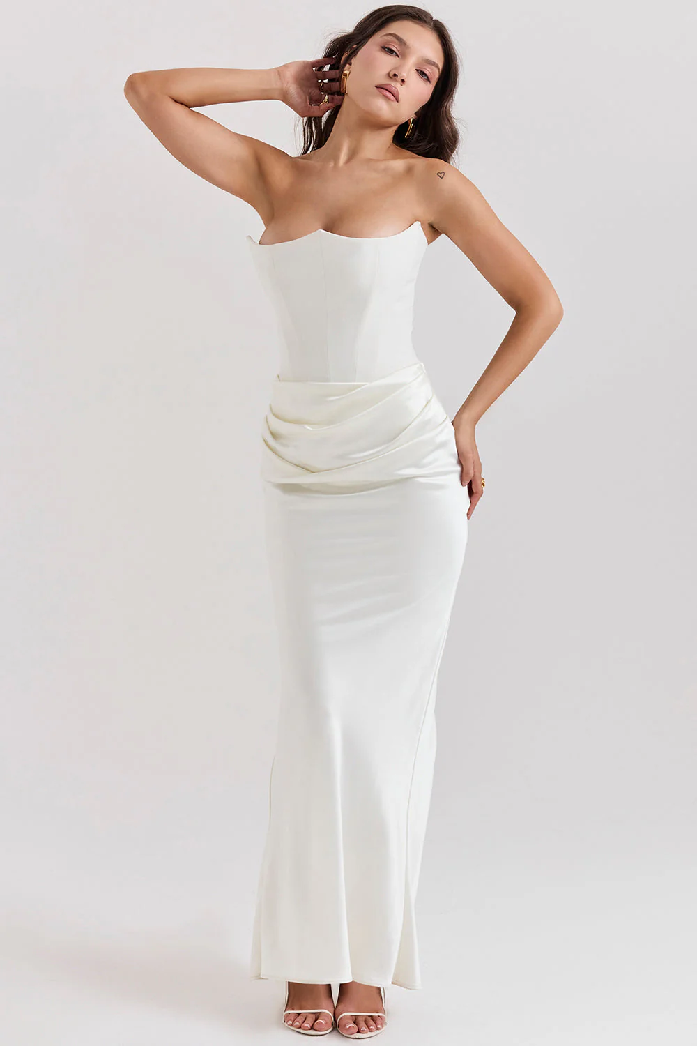 Women's Summer Formal Dress with Draped Hip Detail and Strapless - Image 18