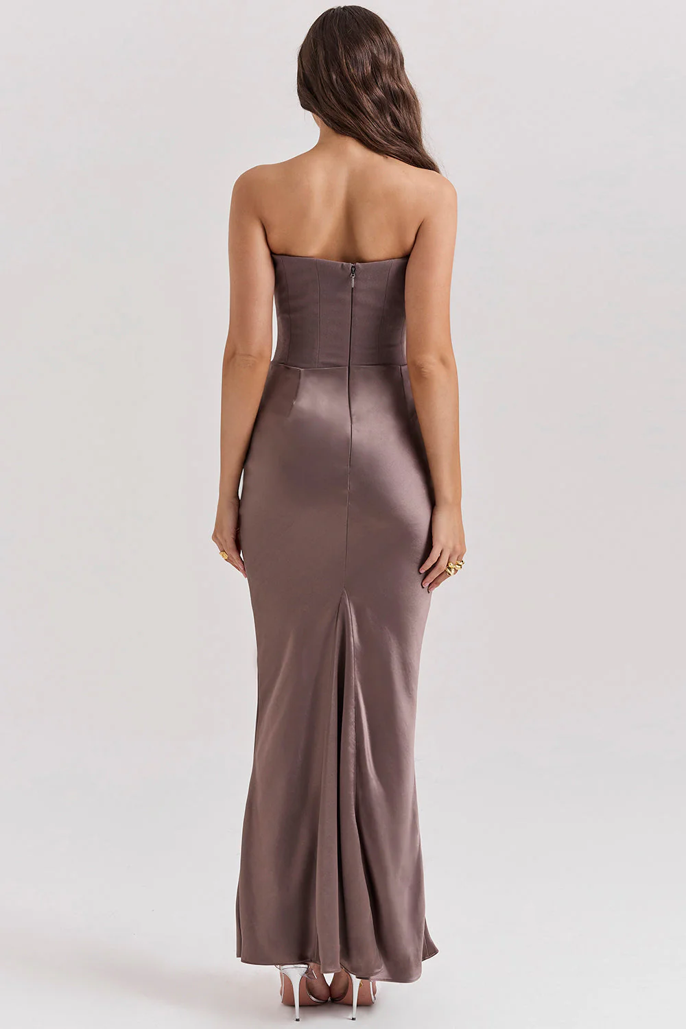 Women's Summer Formal Dress with Draped Hip Detail and Strapless - Image 2