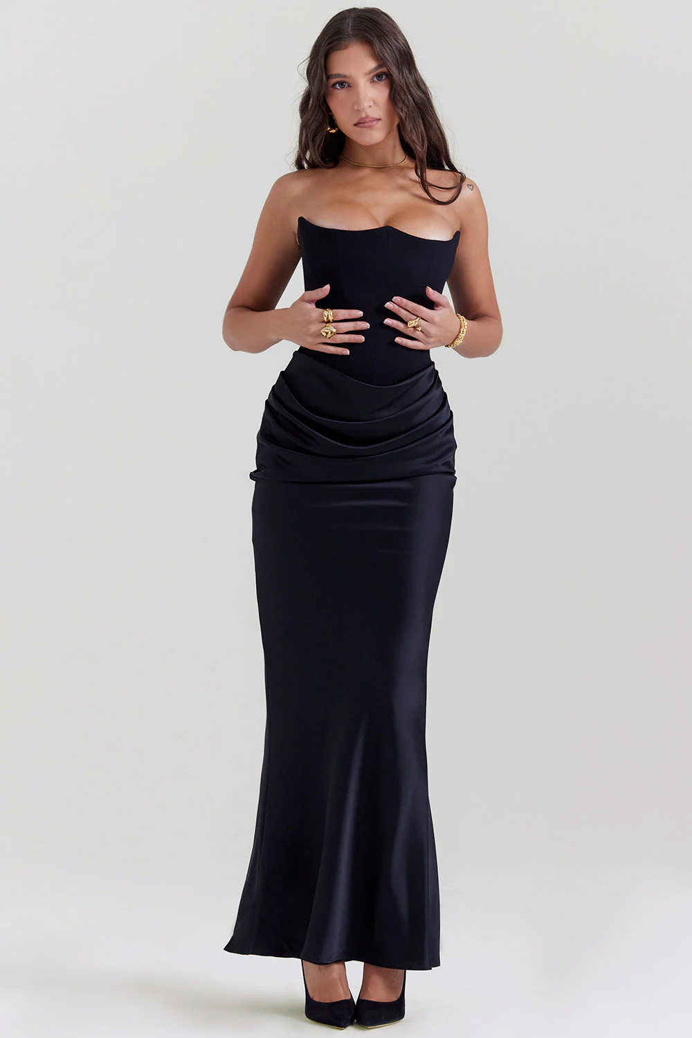 Women's Summer Formal Dress with Draped Hip Detail and Strapless - Image 23