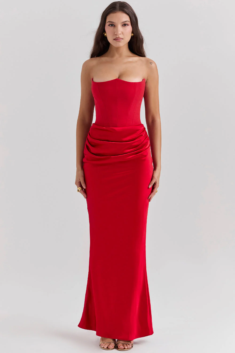 Women's Summer Formal Dress with Draped Hip Detail and Strapless - Image 6