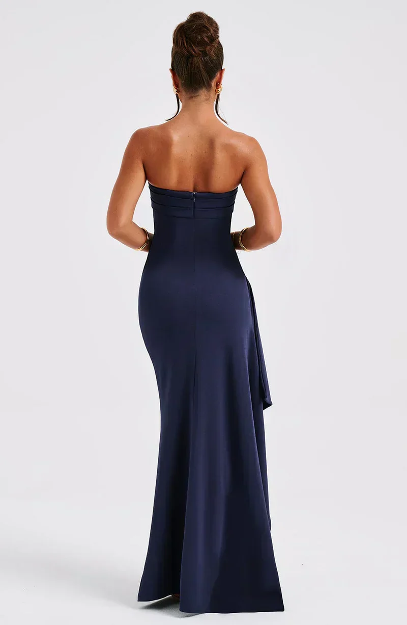 Women's Summer Formal Dress with Strapless and Slit - Image 4