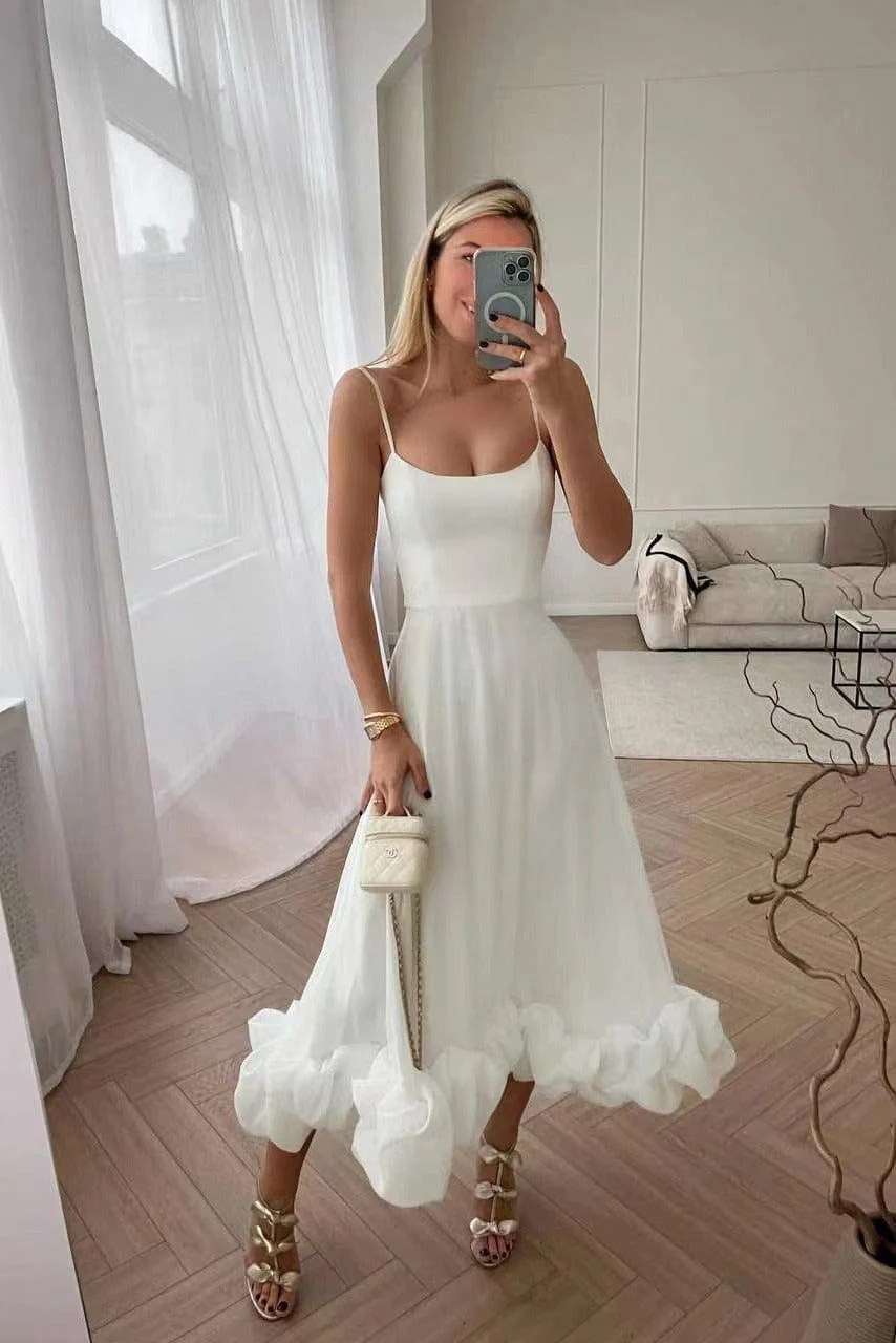 Women's Summer Formal Dress with Thin Strap and Ruffled Hem - Image 6