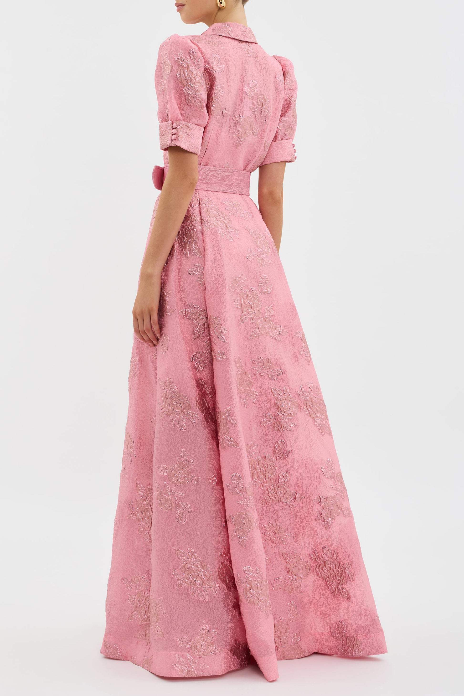 Women's Summer Formal Maxi Dress with Puff Sleeves and Buckle - Image 3