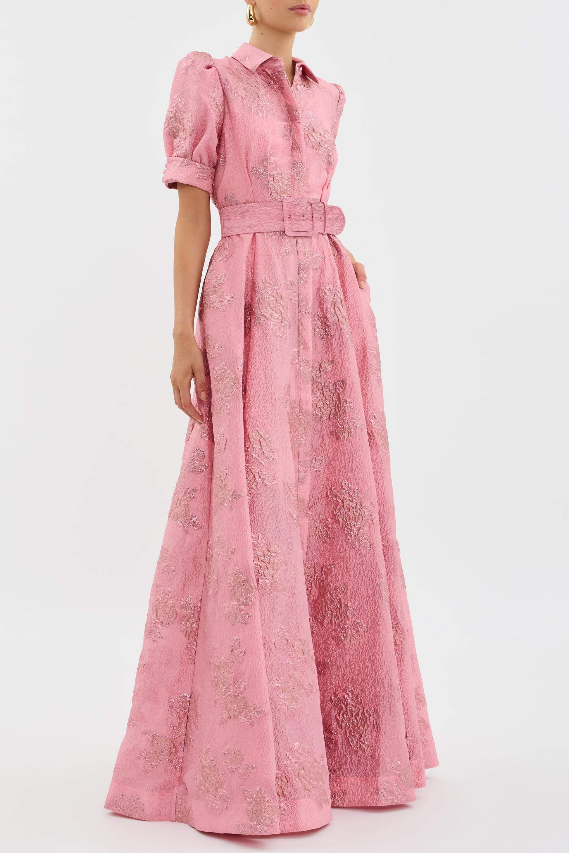 Women's Summer Formal Maxi Dress with Puff Sleeves and Buckle - Image 4