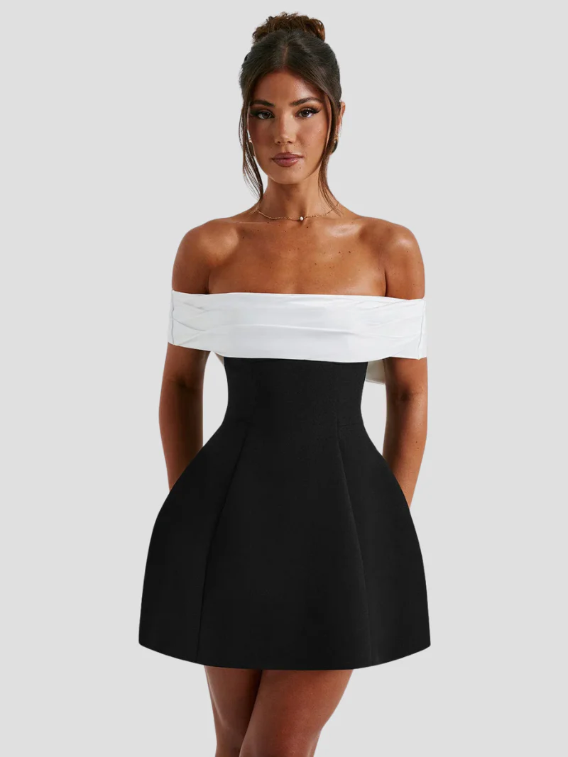 Women's Summer Formal Mini Dress with Off Shoulder and Bow Detail - Image 2